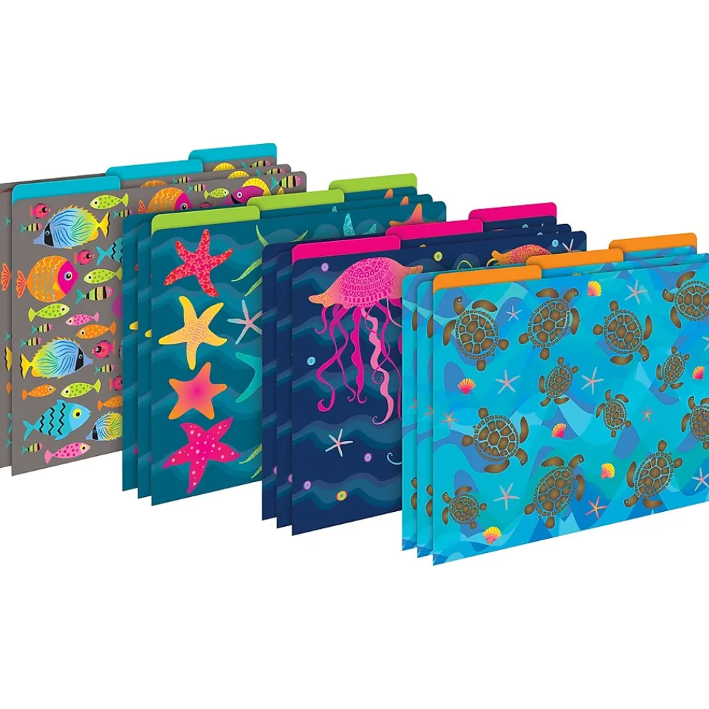 File Folders|Barker Creek Folder & Pocket Set, 1/3-Cut Tab, Letter Size, Kai Ola, 42/Set (4420)