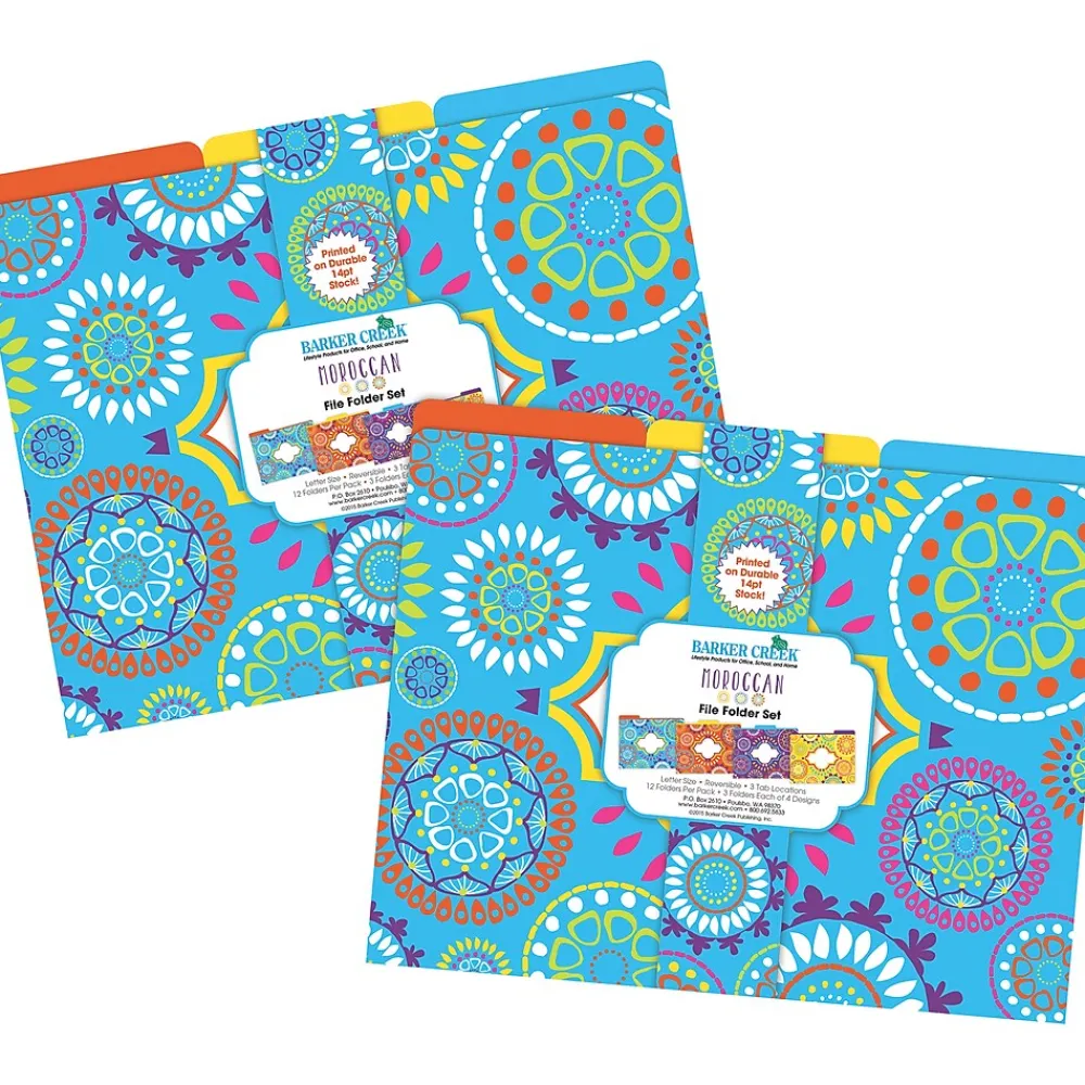 File Folders|Barker Creek Moroccan File Folder, 1/3-Cut Tab, Letter Size, Assorted, 24/Set (4400)