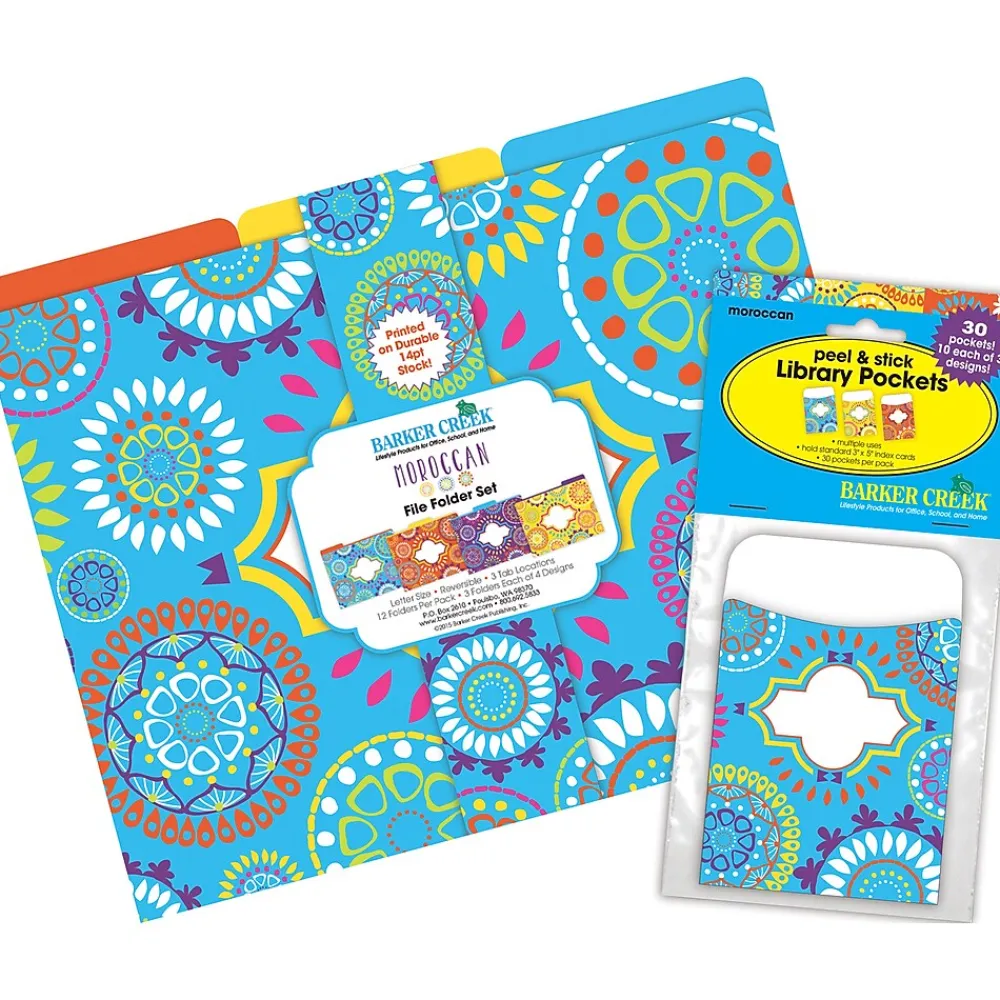 File Folders|Barker Creek Moroccan File Folder, 1/3-Cut Tab, Letter Size, Assorted, 42/Set (4413)