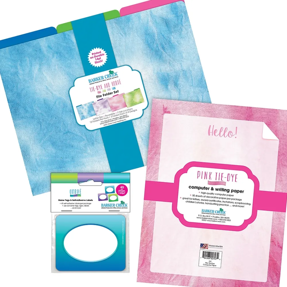 File Folders|Barker Creek Pink Ombré File Folder, 1/3-Cut Tab, Letter Size, Assorted, 107/Set (158)