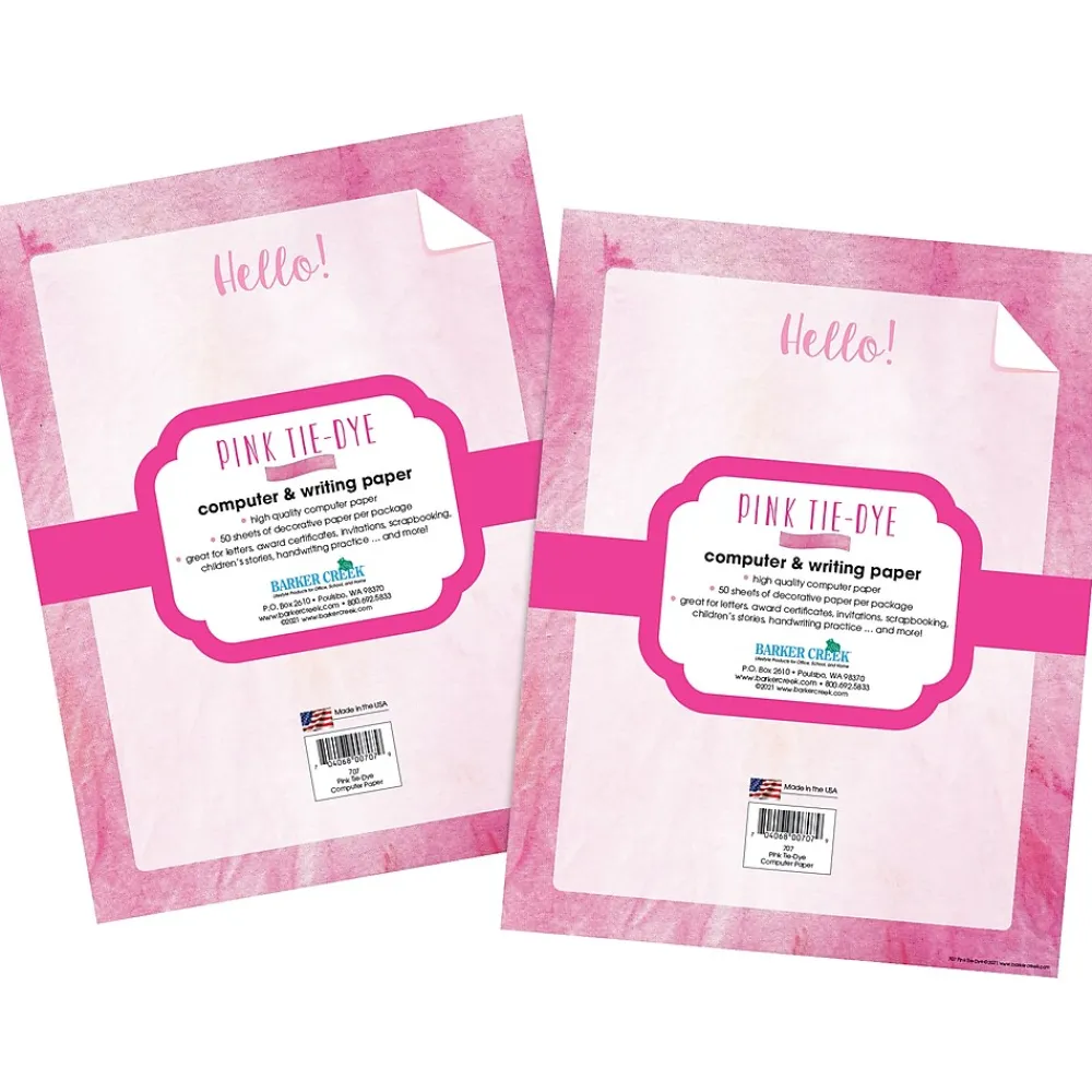 Classroom Paper*Barker Creek Pink Tie-Dye Computer Paper Pack, 100 Sheets/Set (4340)