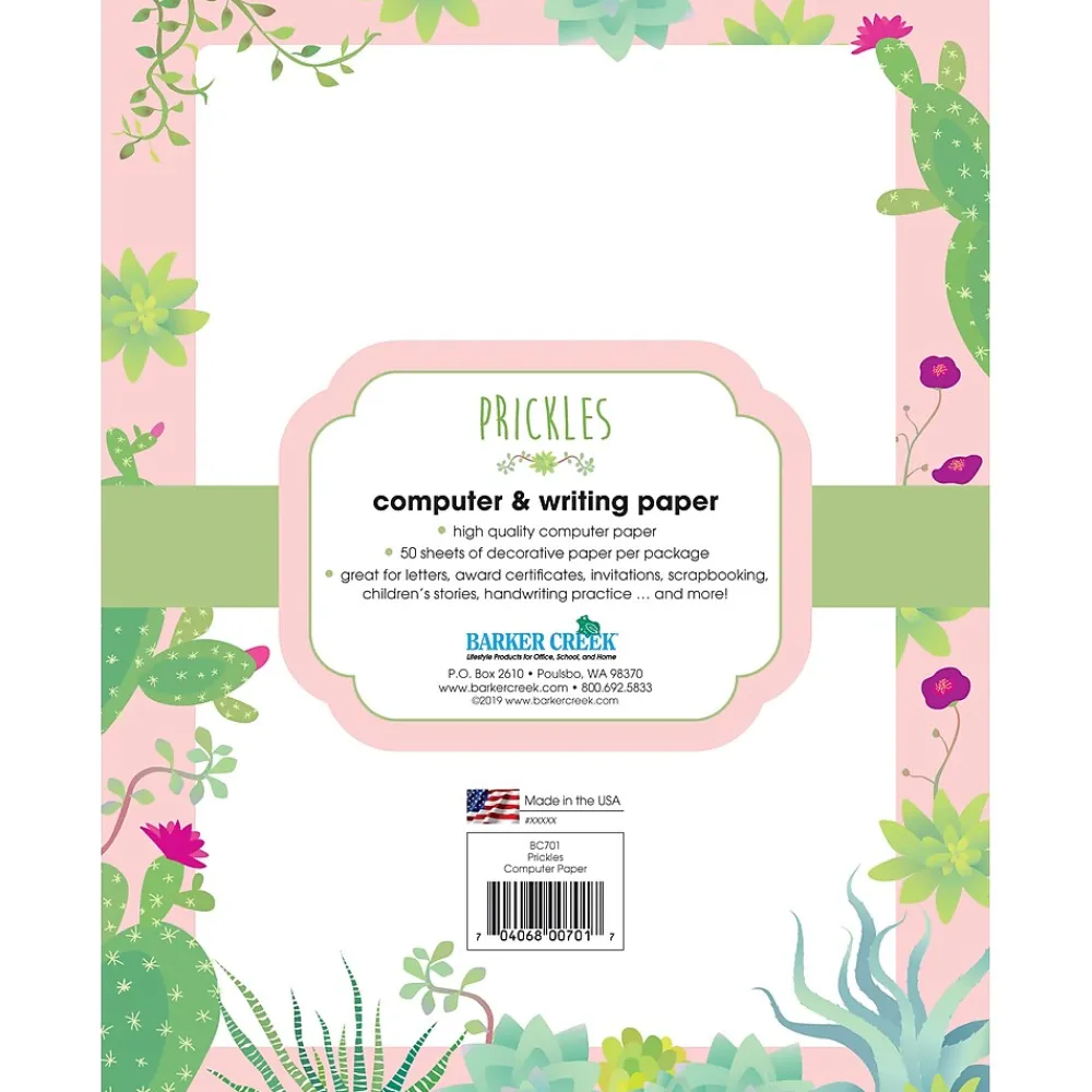 Classroom Paper*Barker Creek Prickles Computer Paper, 8 ½” x 11", 50 Sheets/Pack (BC701)