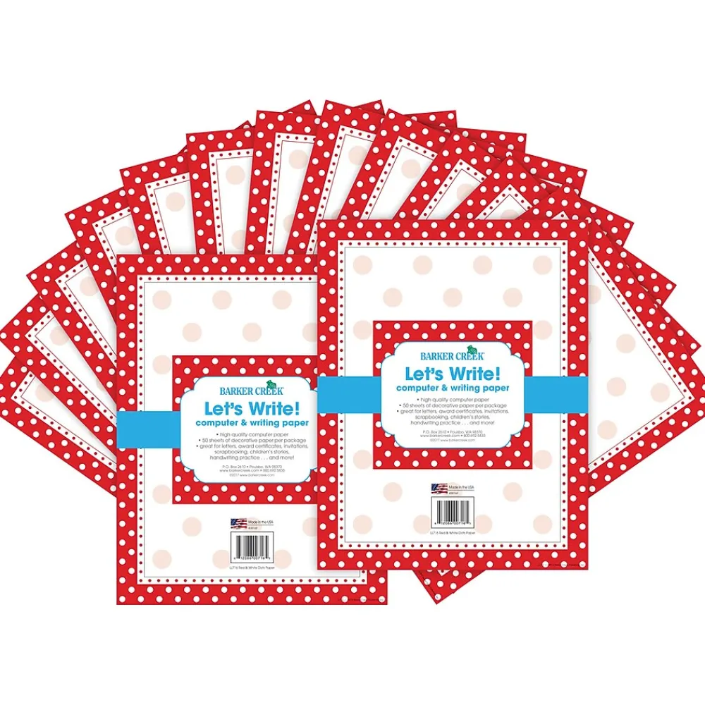 Classroom Paper*Barker Creek Red & White Dot Computer Paper, 100 Sheets/Set (BC3608)