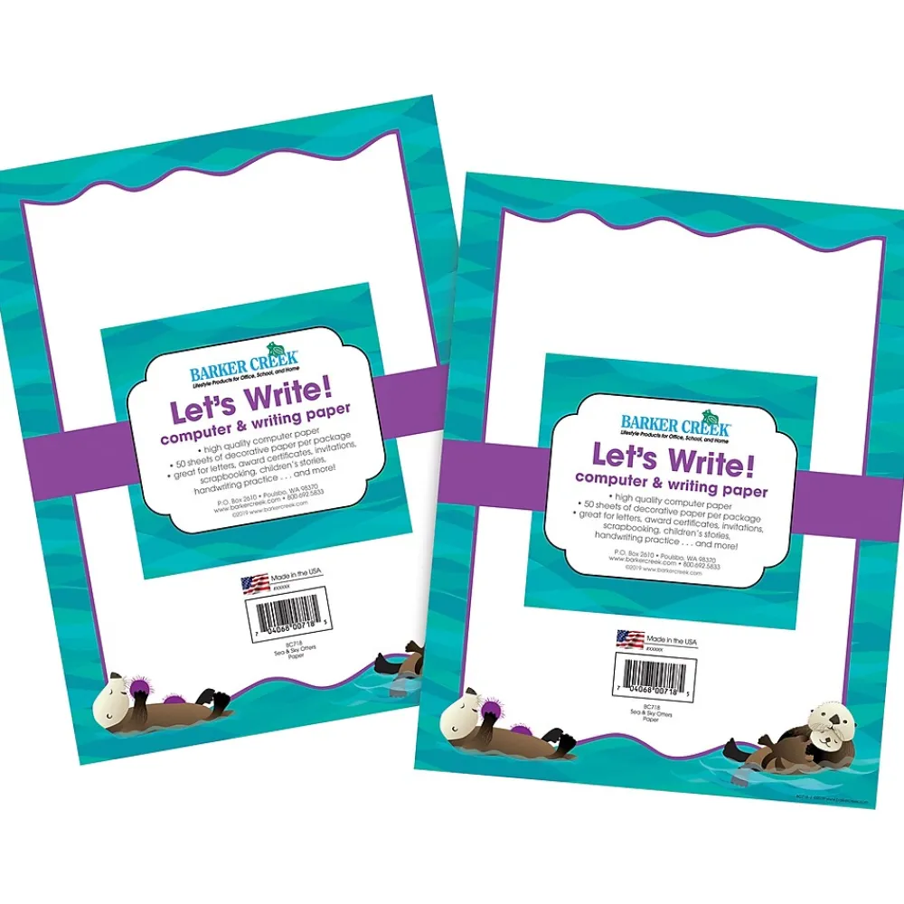 Classroom Paper*Barker Creek Sea & Sky Otters Computer Paper, 8 ½” x 11", 100 Sheets/Set (BC3884)