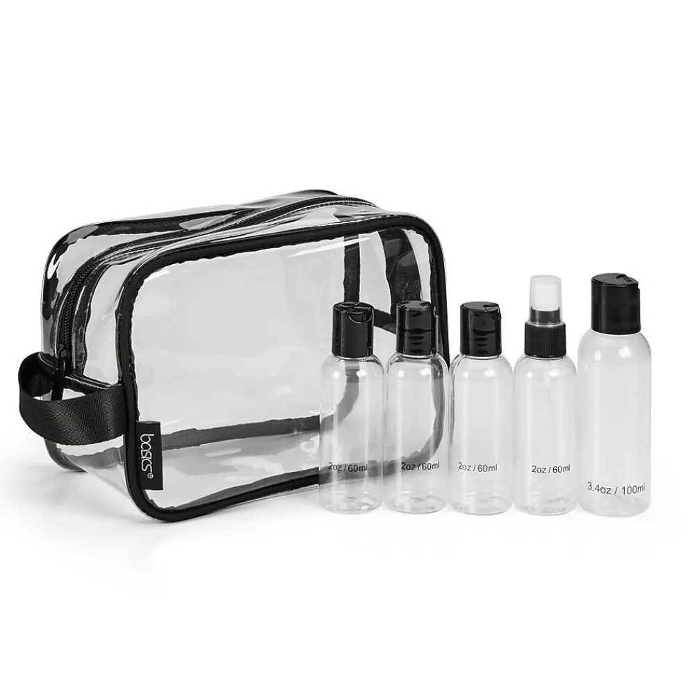 8" 6-Piece PVC Toiletry Bag Kit, Clear (A28712)<Basics New