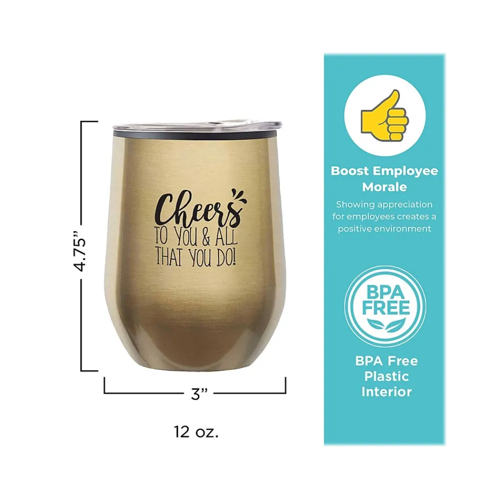 Cheers! Cheers to You Wine Tumbler, Gold Metallic, 12 oz. (79956)<Baudville Best