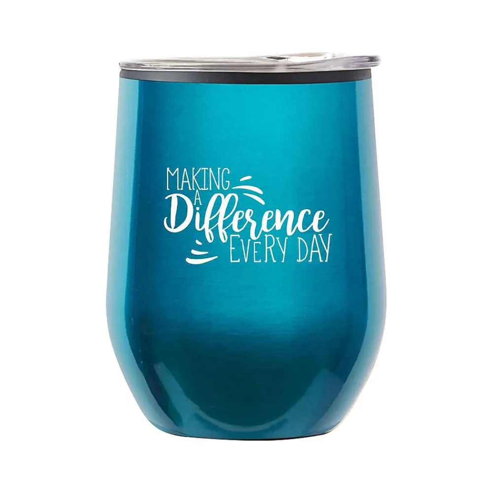 Cheers! Making a Difference Wine Tumbler, Blue Metallic, 12 oz., 10/Pack (79955A)<Baudville Hot