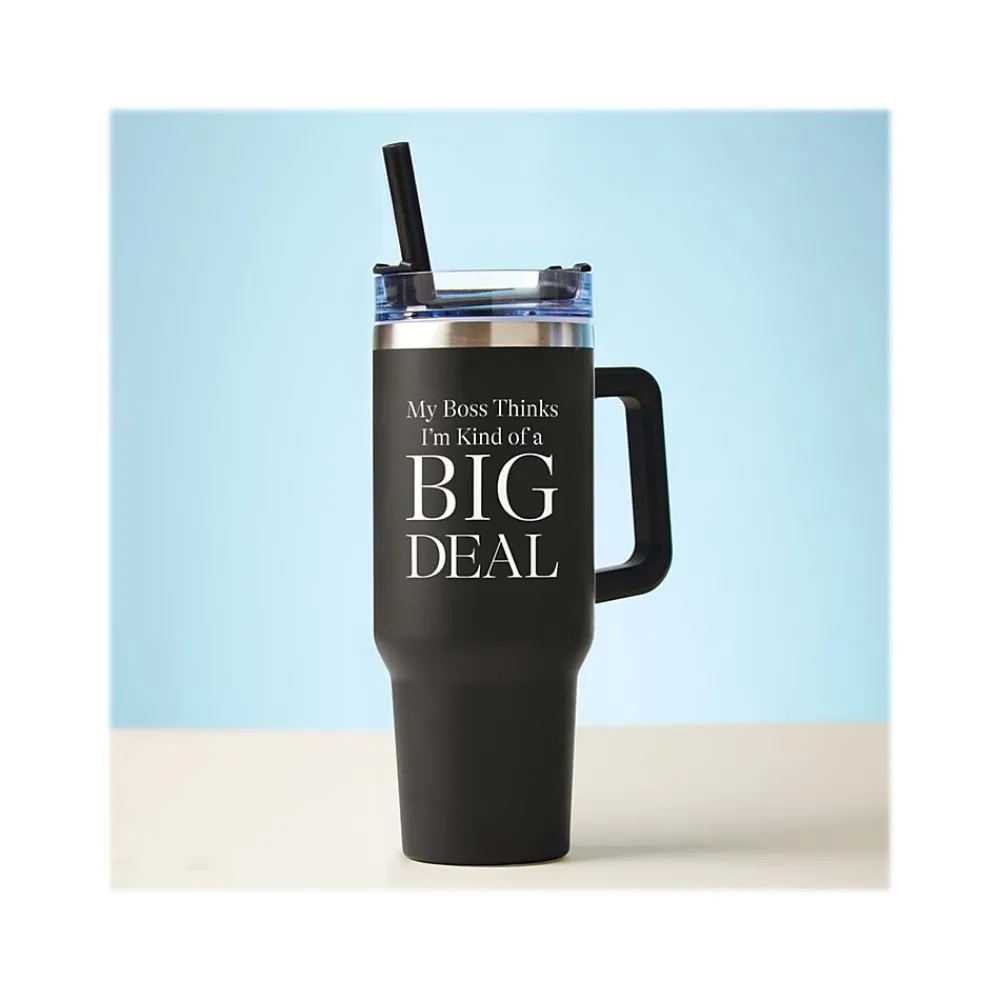 Baudville Thirst Quencher Big Deal Tumbler, Black, 40 Oz. (93443)