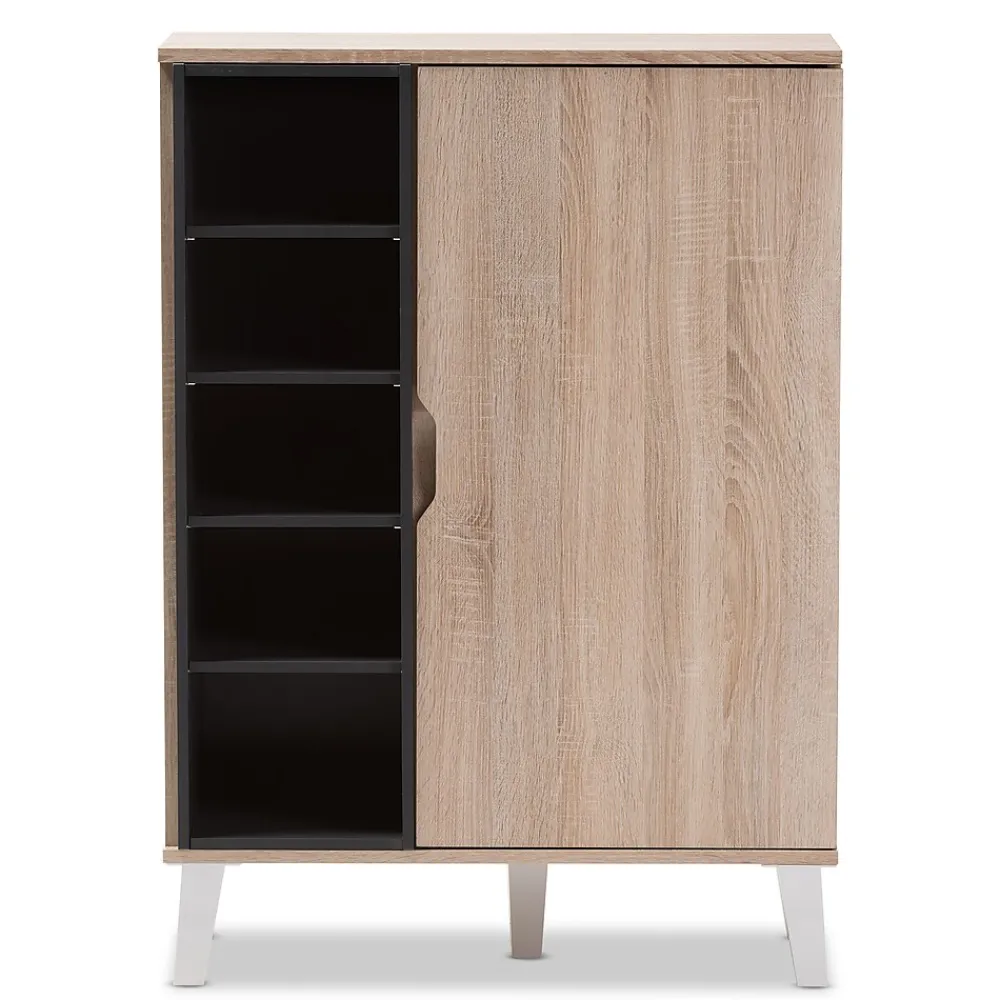 Storage Cabinets*Baxton Studio Adelina 41" High 1-Door Shoe Cabinet, Light Brown (2633-7710-STPL)