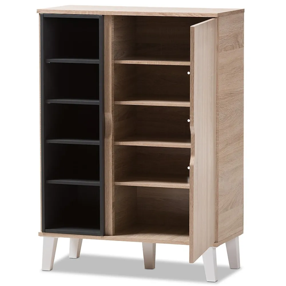 Storage Cabinets*Baxton Studio Adelina 41" High 1-Door Shoe Cabinet, Light Brown (2633-7710-STPL)