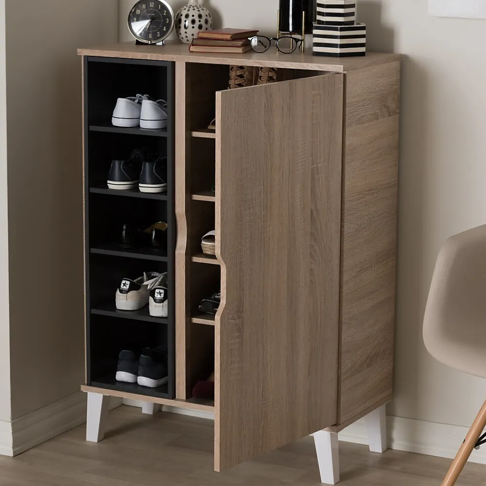 Storage Cabinets*Baxton Studio Adelina 41" High 1-Door Shoe Cabinet, Light Brown (2633-7710-STPL)