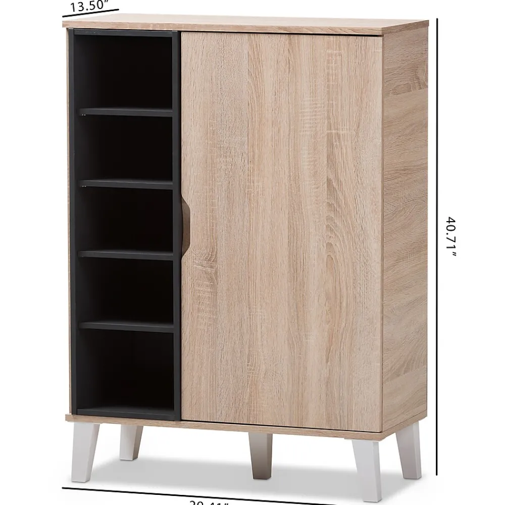 Storage Cabinets*Baxton Studio Adelina 41" High 1-Door Shoe Cabinet, Light Brown (2633-7710-STPL)