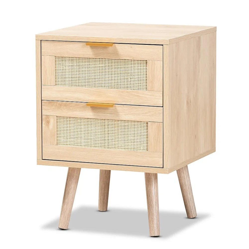 Storage Cabinets*Baxton Studio Baird 21.7" High 2-Drawer Nightstand, Oak Brown (176-11249-HiT)