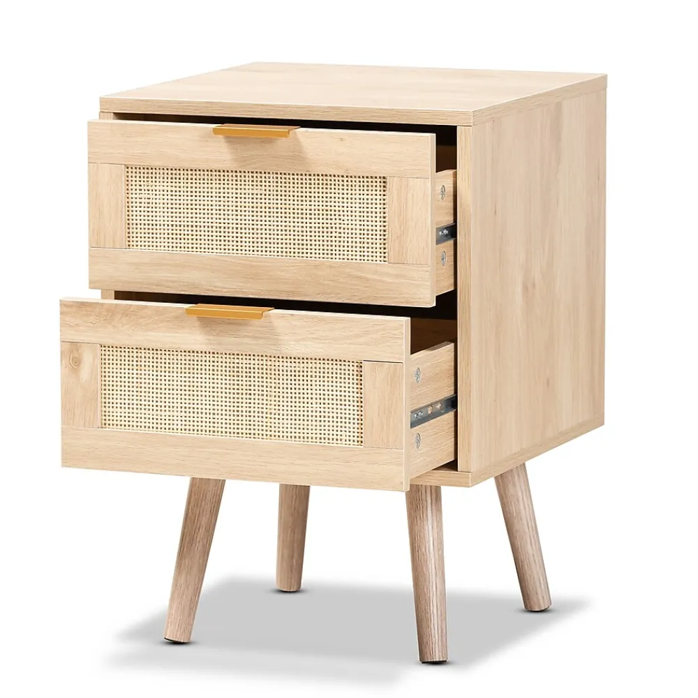 Storage Cabinets*Baxton Studio Baird 21.7" High 2-Drawer Nightstand, Oak Brown (176-11249-HiT)