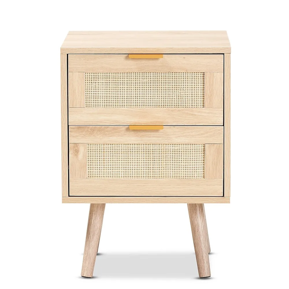 Storage Cabinets*Baxton Studio Baird 21.7" High 2-Drawer Nightstand, Oak Brown (176-11249-HiT)