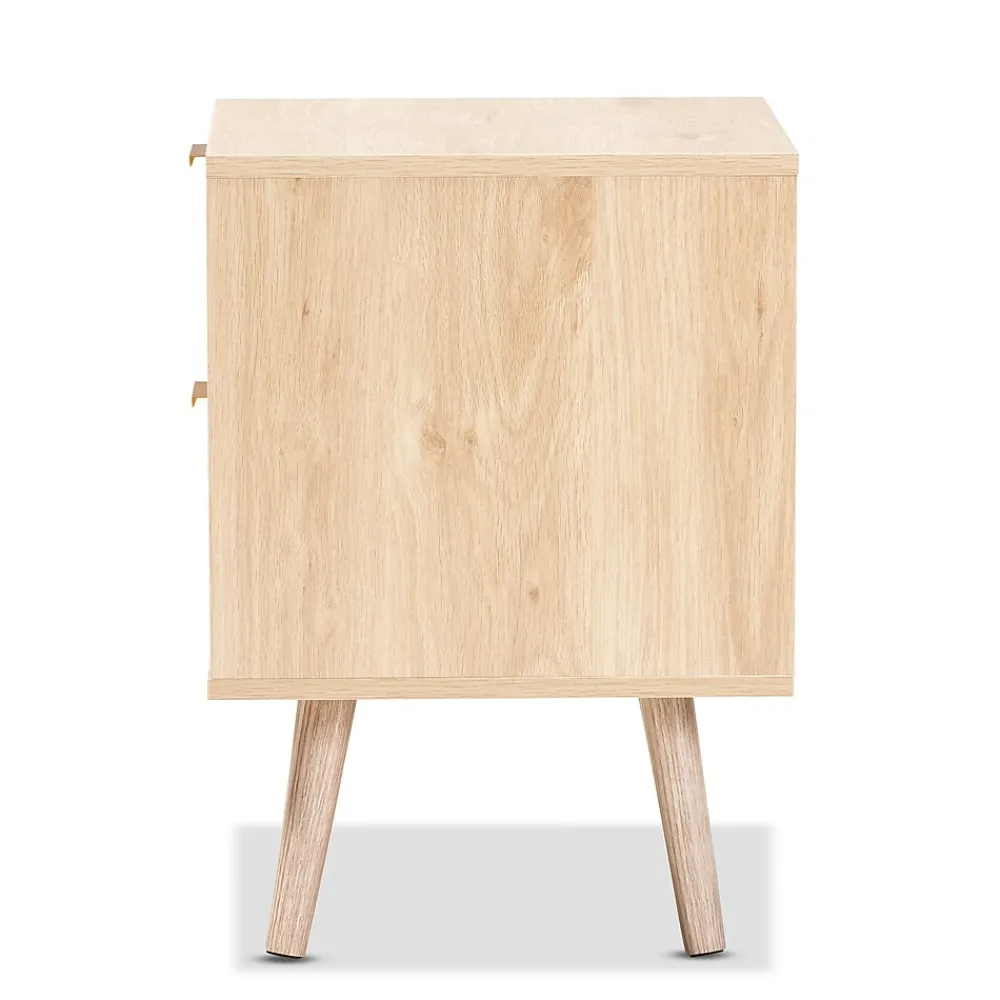 Storage Cabinets*Baxton Studio Baird 21.7" High 2-Drawer Nightstand, Oak Brown (176-11249-HiT)