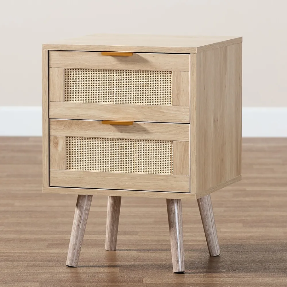 Storage Cabinets*Baxton Studio Baird 21.7" High 2-Drawer Nightstand, Oak Brown (176-11249-HiT)