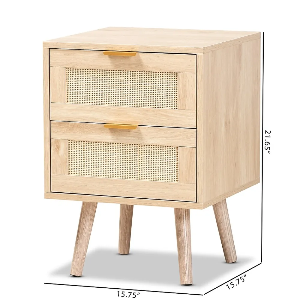 Storage Cabinets*Baxton Studio Baird 21.7" High 2-Drawer Nightstand, Oak Brown (176-11249-HiT)