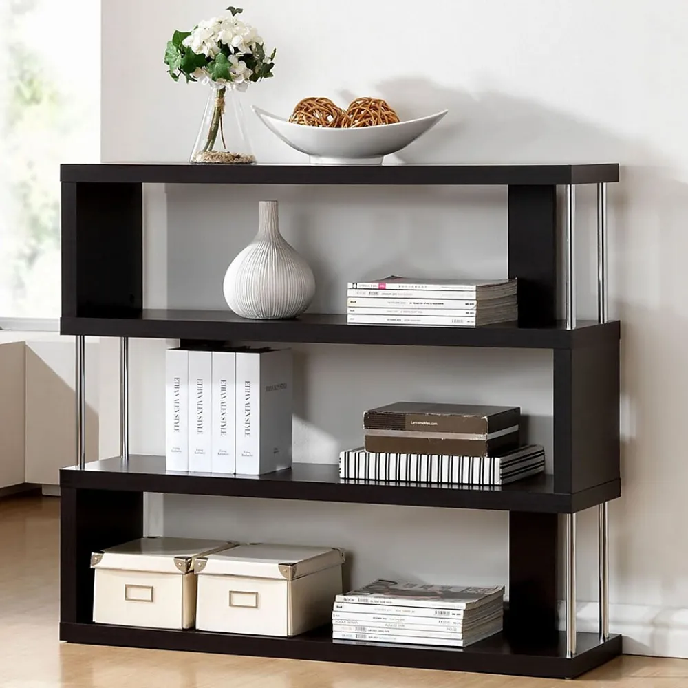 Bookcases*Baxton Studio Barnes 43.38'' W x 11.5'' D Bookshelf, Dark Brown (4339-STPL)