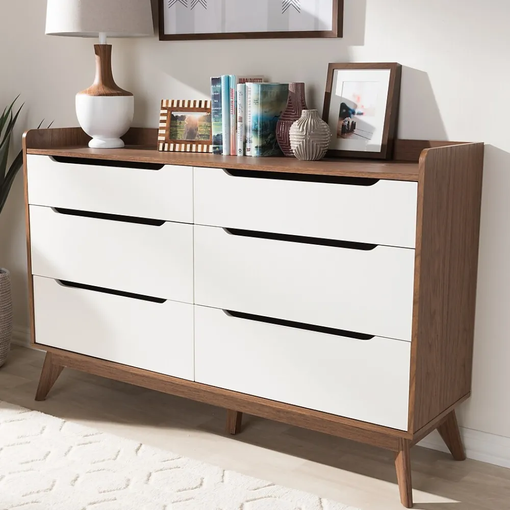 Storage Cabinets*Baxton Studio Brighton 37" High 6-Drawer Chest, White (2633-7496-STPL)