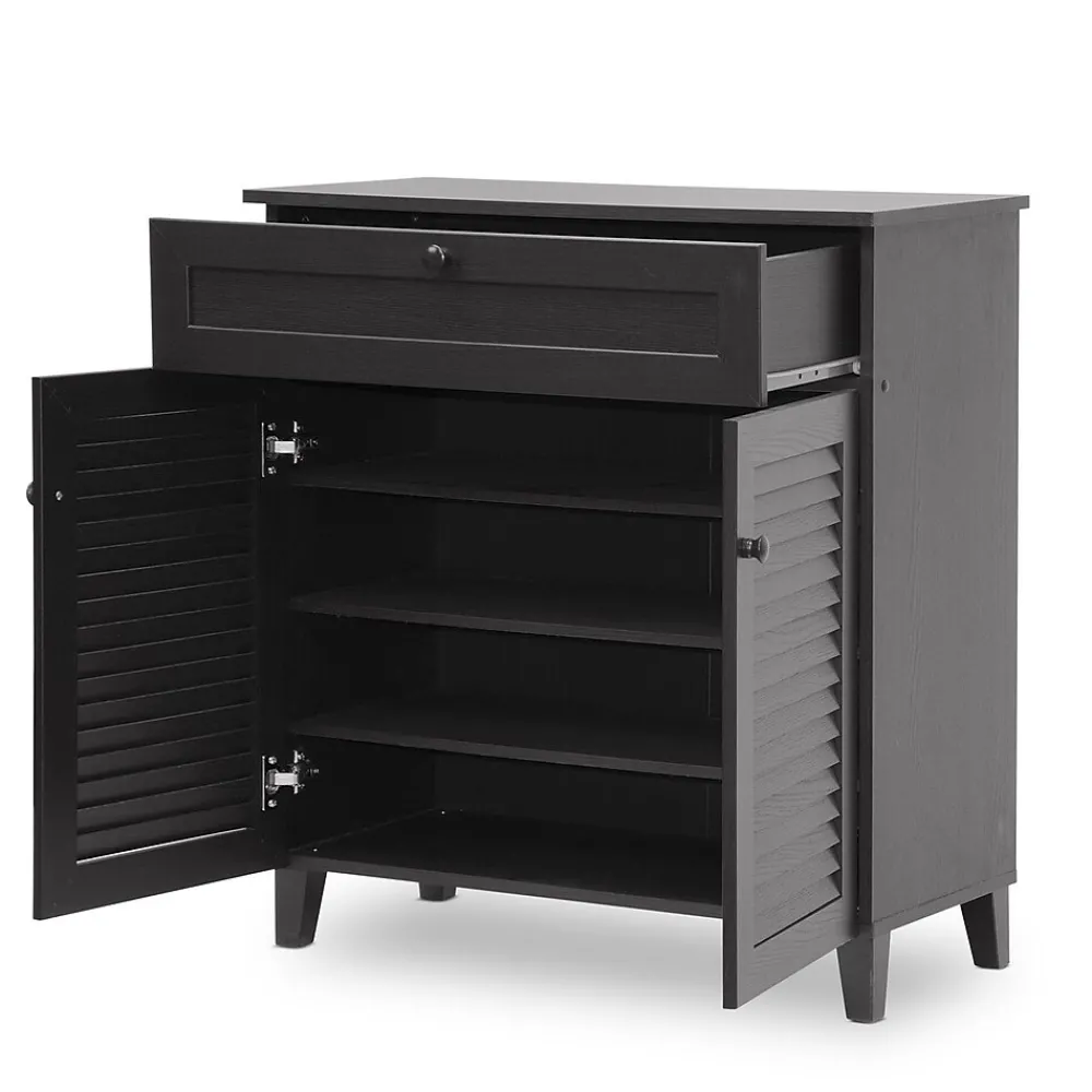 Storage Cabinets*Baxton Studio Calvin 30.75'' W x 14.63'' D Storage Cabinet, Dark Brown (5305-STPL)