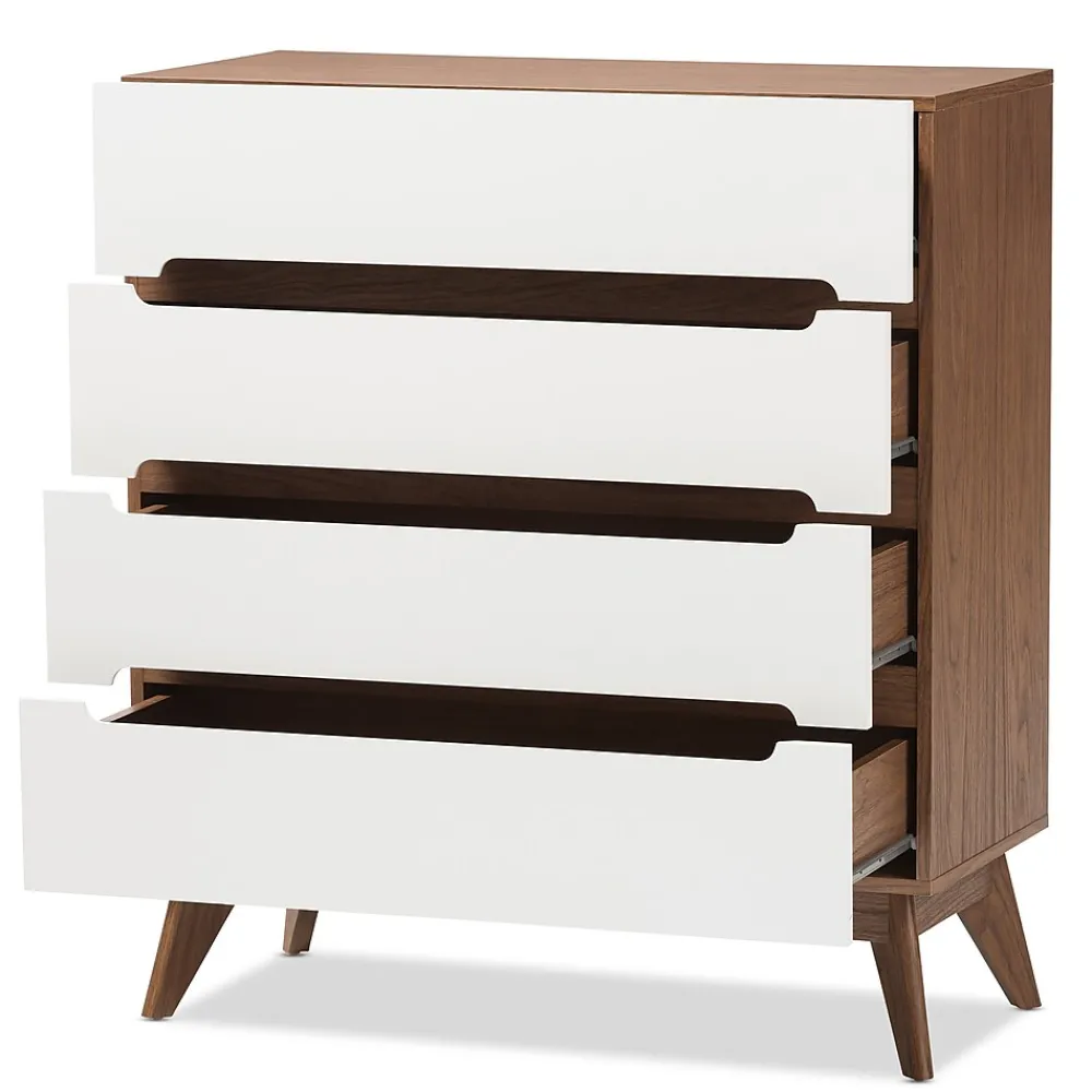 Storage Cabinets*Baxton Studio Calypso 40" High 4-Drawer Chest, White (2633-7500-STPL)