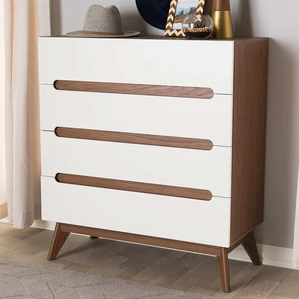 Storage Cabinets*Baxton Studio Calypso 40" High 4-Drawer Chest, White (2633-7500-STPL)