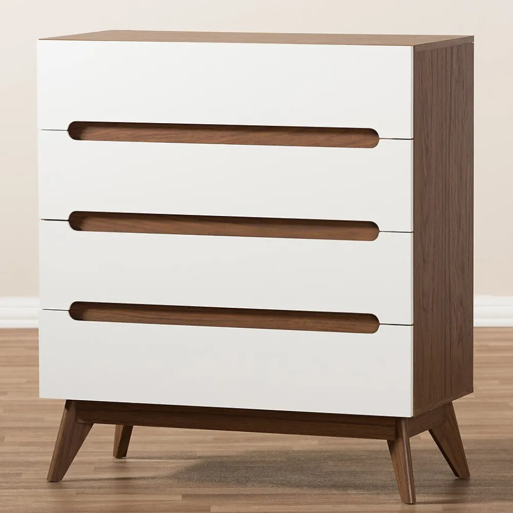 Storage Cabinets*Baxton Studio Calypso 40" High 4-Drawer Chest, White (2633-7500-STPL)