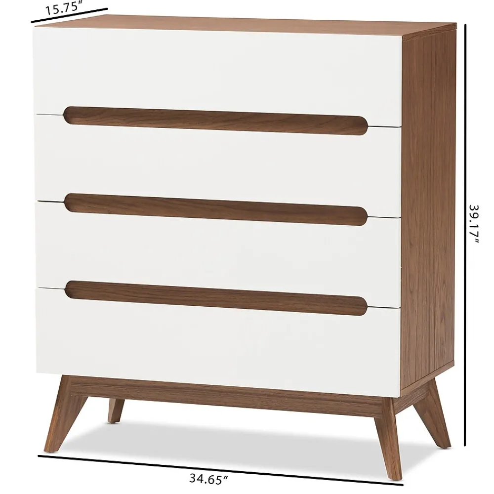 Storage Cabinets*Baxton Studio Calypso 40" High 4-Drawer Chest, White (2633-7500-STPL)