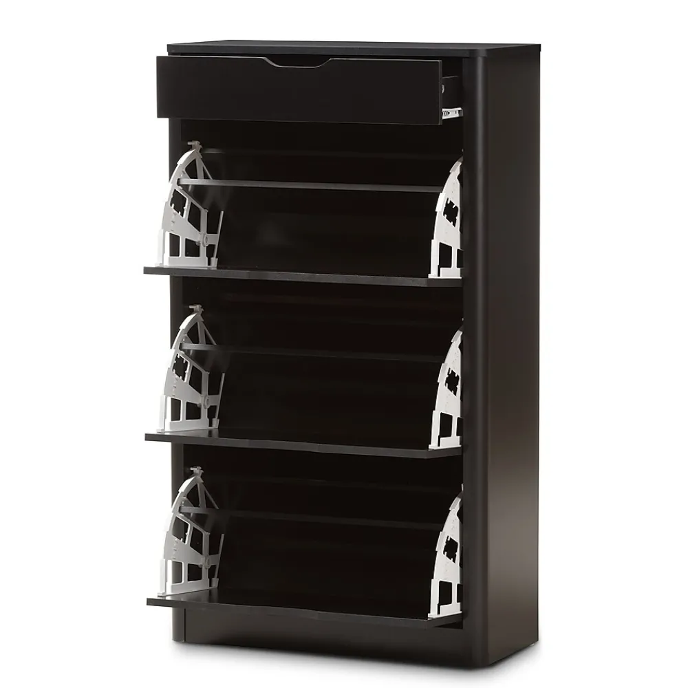 Storage Cabinets*Baxton Studio Cayla 47" High Shoe Cabinet, Black (2633-7712-STPL)