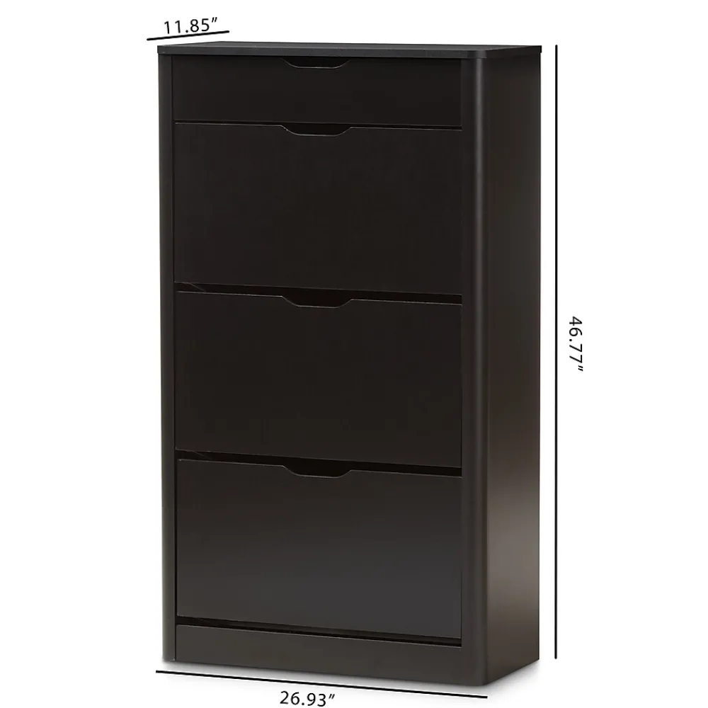 Storage Cabinets*Baxton Studio Cayla 47" High Shoe Cabinet, Black (2633-7712-STPL)