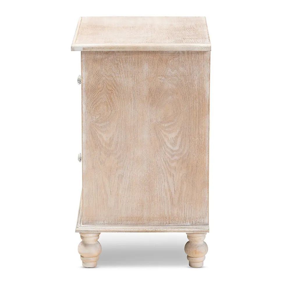 Storage Cabinets*Baxton Studio Celia 26.38" High 2-Drawer Nightstand, Natural and Mirror (162-10263-HiT)