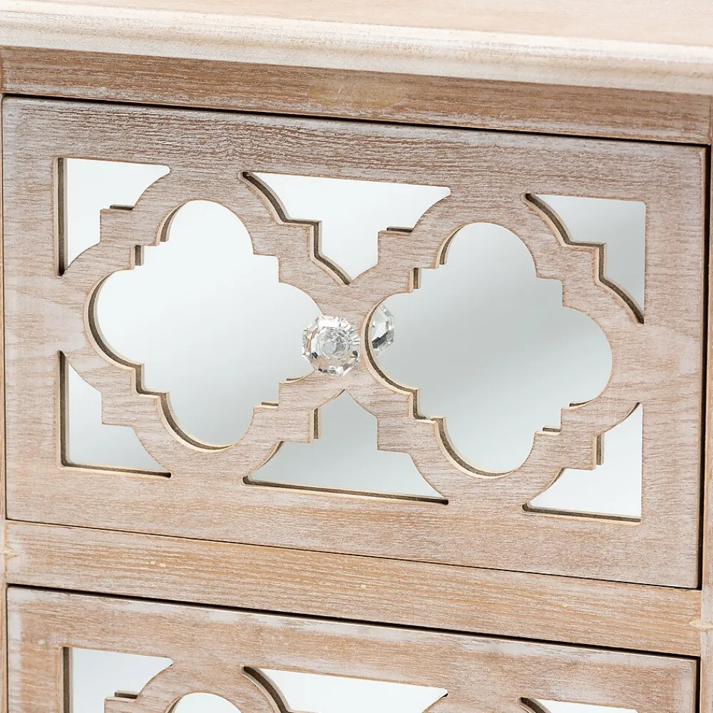 Storage Cabinets*Baxton Studio Celia 26.38" High 2-Drawer Nightstand, Natural and Mirror (162-10263-HiT)