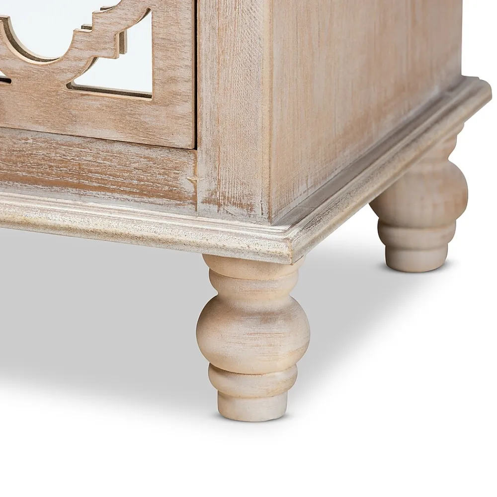 Storage Cabinets*Baxton Studio Celia 26.38" High 2-Drawer Nightstand, Natural and Mirror (162-10263-HiT)