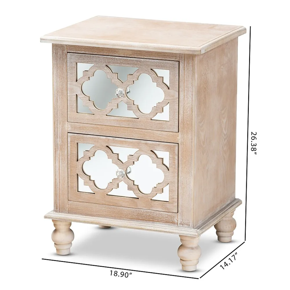 Storage Cabinets*Baxton Studio Celia 26.38" High 2-Drawer Nightstand, Natural and Mirror (162-10263-HiT)
