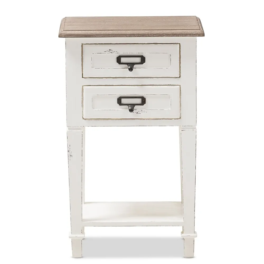 Storage Cabinets*Baxton Studio Dauphine 26" High 2-Drawer Nightstand, White (2633-7577-STPL)