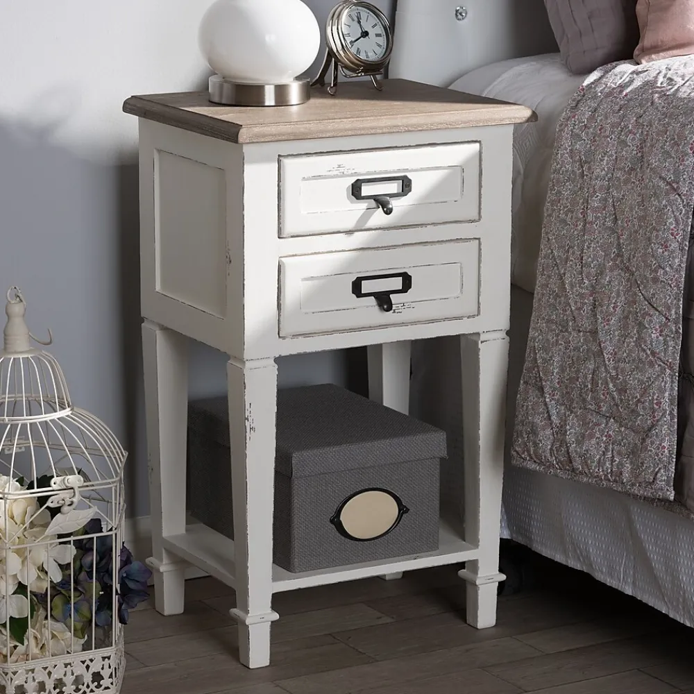 Storage Cabinets*Baxton Studio Dauphine 26" High 2-Drawer Nightstand, White (2633-7577-STPL)
