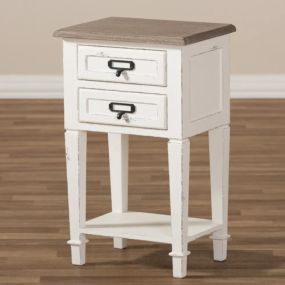 Storage Cabinets*Baxton Studio Dauphine 26" High 2-Drawer Nightstand, White (2633-7577-STPL)