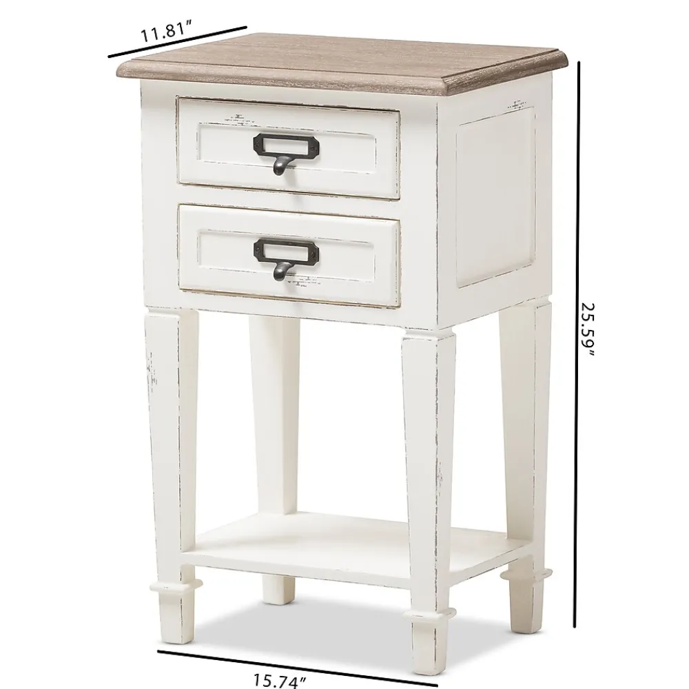 Storage Cabinets*Baxton Studio Dauphine 26" High 2-Drawer Nightstand, White (2633-7577-STPL)