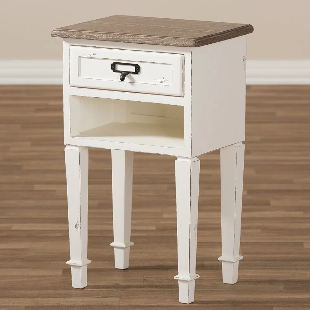 Storage Cabinets*Baxton Studio Dauphine 26" High 1-Drawer Nightstand, White (2633-7575-STPL)