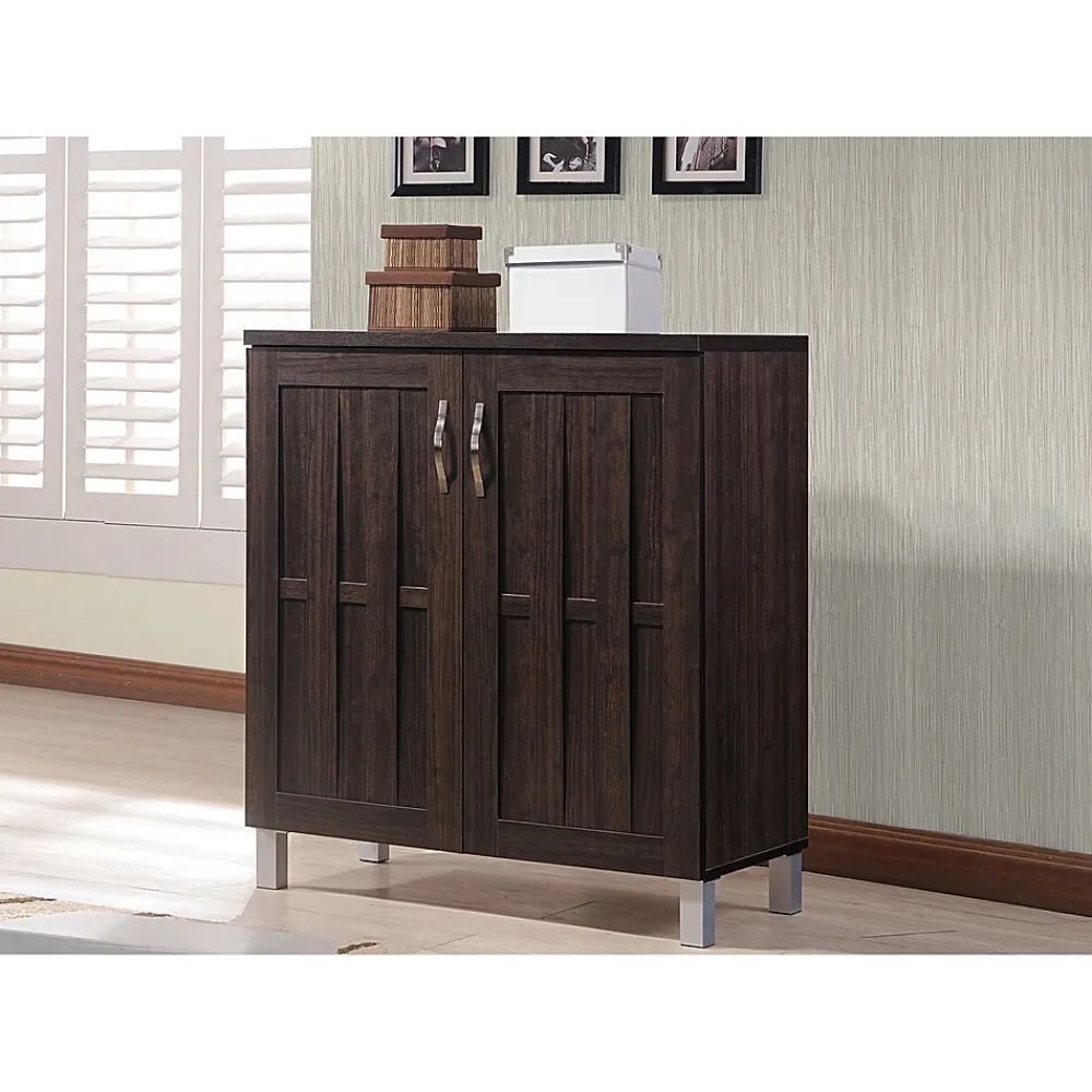 Storage Cabinets*Baxton Studio Excel 35.1" High 2-Shelf Storage Cabinet, Dark Brown (119-6498-HiT)