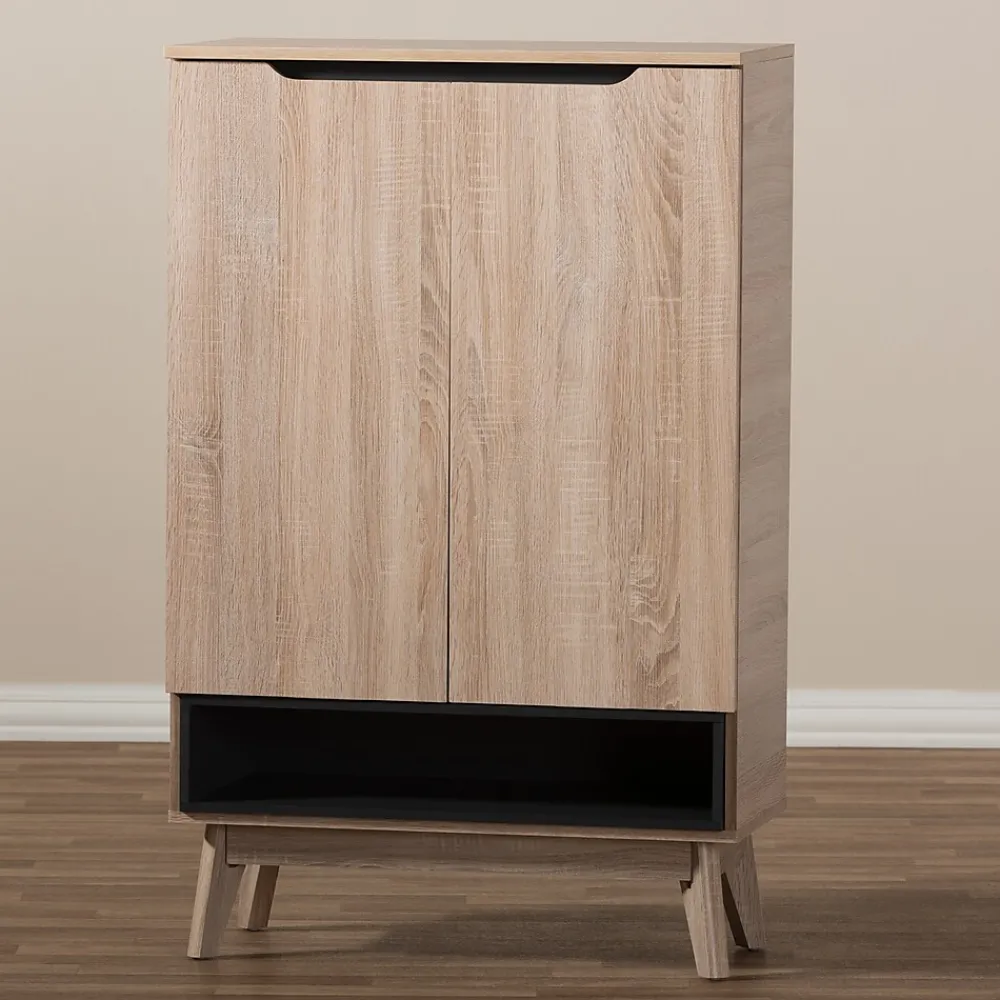Storage Cabinets*Baxton Studio Fella 46" High Shoe Cabinet, Light Brown (2633-7705-STPL)