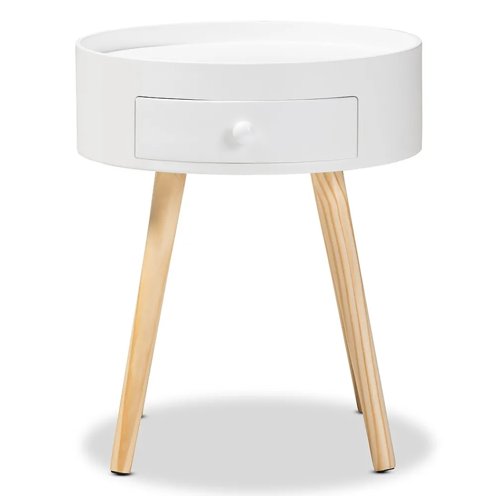 Storage Cabinets*Baxton Studio Jessen 17.75" High 1-Drawer Nightstand, White (154-9050-HiT)