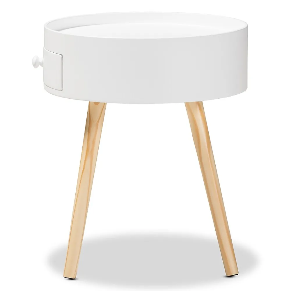 Storage Cabinets*Baxton Studio Jessen 17.75" High 1-Drawer Nightstand, White (154-9050-HiT)