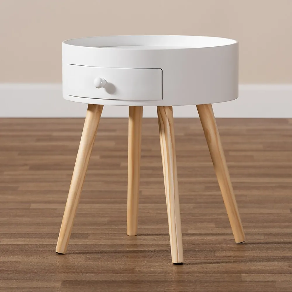 Storage Cabinets*Baxton Studio Jessen 17.75" High 1-Drawer Nightstand, White (154-9050-HiT)