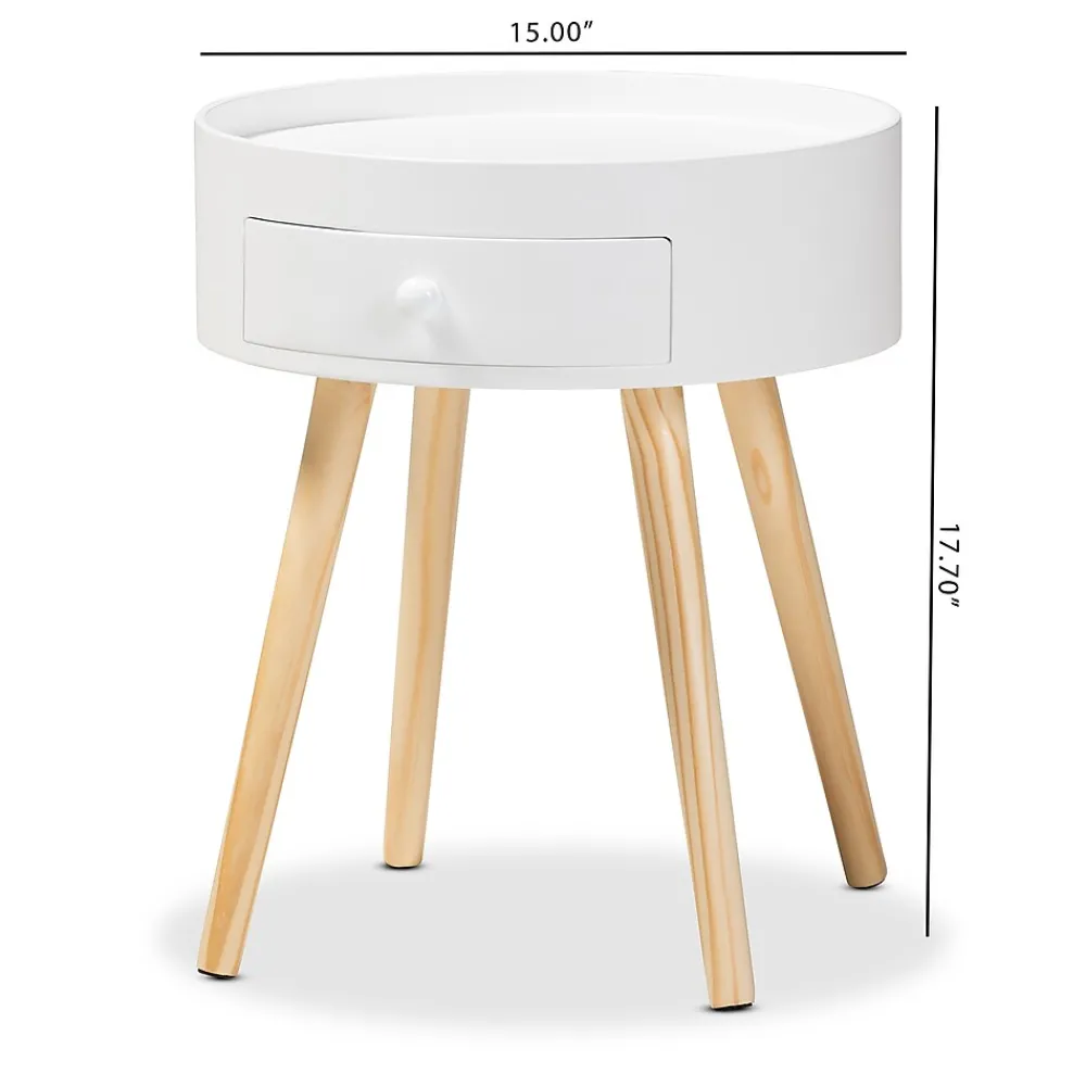 Storage Cabinets*Baxton Studio Jessen 17.75" High 1-Drawer Nightstand, White (154-9050-HiT)