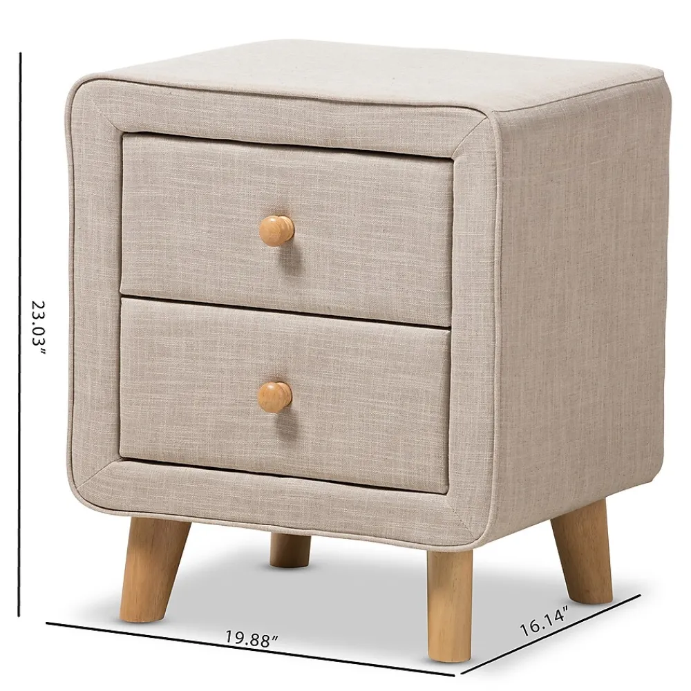 Storage Cabinets*Baxton Studio Jonesy 23" High Nightstand, Beige (2633-7289-STPL)