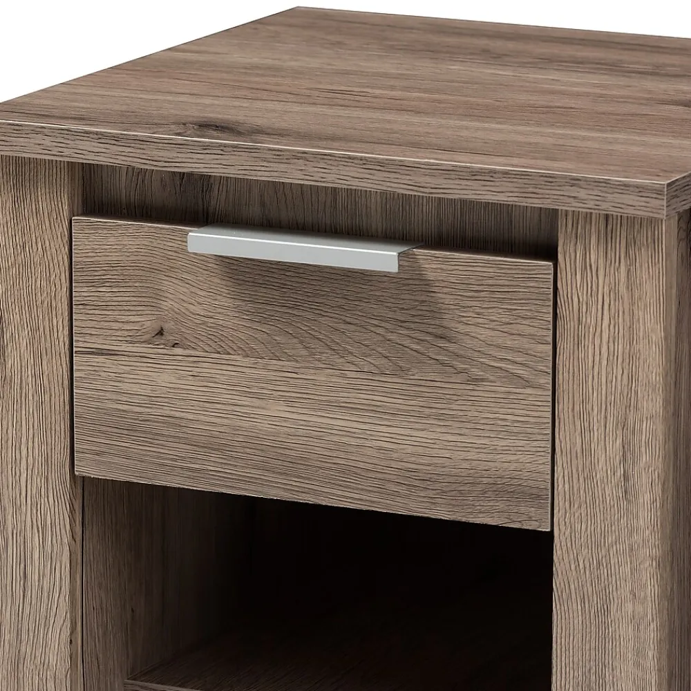 Storage Cabinets*Baxton Studio Laverne 21.65" High 2-Shelf Nightstand, Oak Brown (146-8295-HiT)