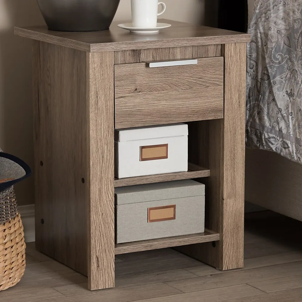 Storage Cabinets*Baxton Studio Laverne 21.65" High 2-Shelf Nightstand, Oak Brown (146-8295-HiT)