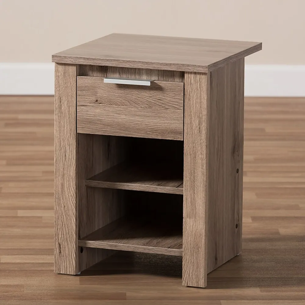 Storage Cabinets*Baxton Studio Laverne 21.65" High 2-Shelf Nightstand, Oak Brown (146-8295-HiT)